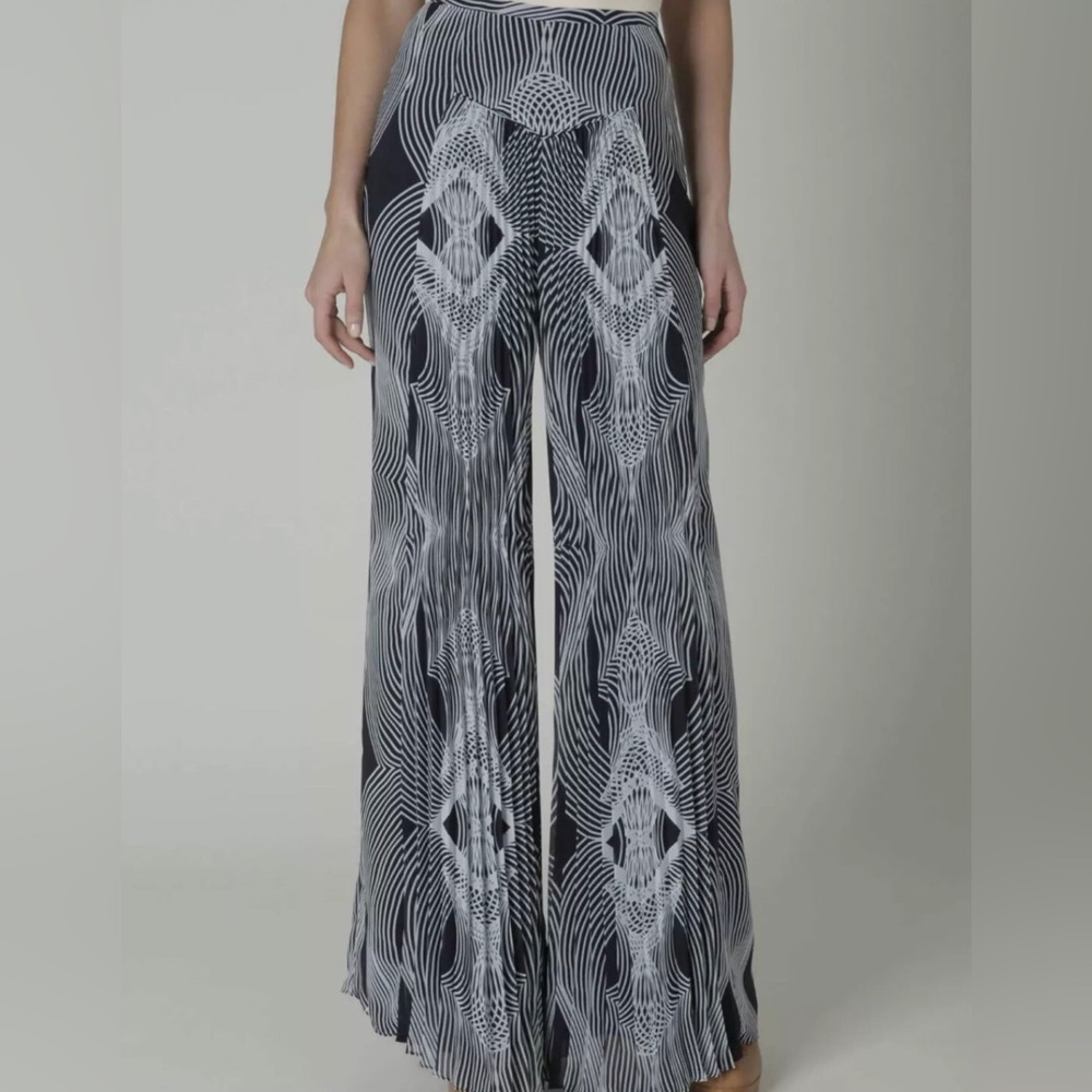 Leifsdottir Anthropologie | Pleated Optic Palazzo WIDE LEG Pants 6 EUC